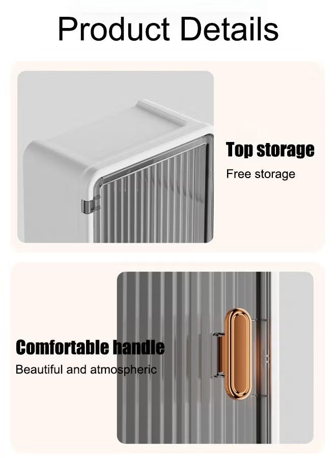 شو وو صندوق مناديل ورقية مثبت على الحائط، منظم للحمام، رف تخزين للحمام، صندوق ورق تواليت متعدد الوظائف، صندوق تخزين ورقي بسعة كبيرة وخزانة تخزين أدوات النظافة للمطبخ وغرفة النوم والحمام - Image 3