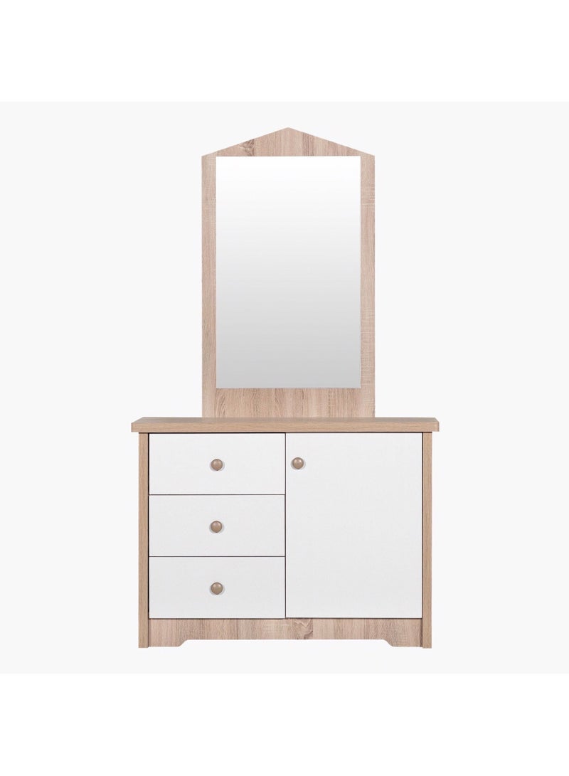 Home Box My House 3-Drawer Dresser with Mirror and Door - Image 1