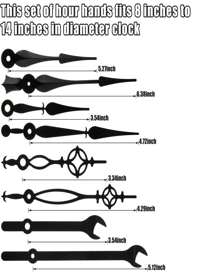 مادر مجموعة Mudder المكونة من 14 شكلاً من عقارب الساعة السوداء فقط، وهي عبارة عن حركات ساعات وآليات ساعات، عقارب ثابتة لا تصدر صوت تكتكة، طقم استبدال عقارب الساعة مصنوع من الألومنيوم، قطع غيار ساعات يمكنك تركيبها بنفسك لإصلاح الساعات، 14 نوعًا من الأحجام، أسود - Image 4