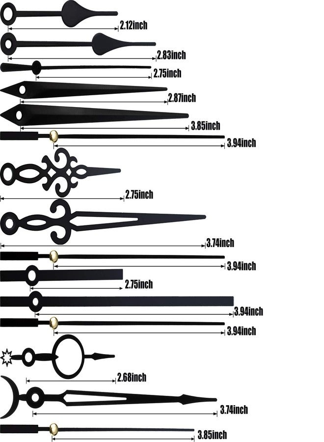 مادر مجموعة Mudder المكونة من 14 شكلاً من عقارب الساعة السوداء فقط، وهي عبارة عن حركات ساعات وآليات ساعات، عقارب ثابتة لا تصدر صوت تكتكة، طقم استبدال عقارب الساعة مصنوع من الألومنيوم، قطع غيار ساعات يمكنك تركيبها بنفسك لإصلاح الساعات، 14 نوعًا من الأحجام، أسود - Image 2