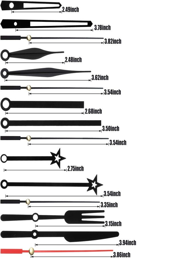 مادر مجموعة Mudder المكونة من 14 شكلاً من عقارب الساعة السوداء فقط، وهي عبارة عن حركات ساعات وآليات ساعات، عقارب ثابتة لا تصدر صوت تكتكة، طقم استبدال عقارب الساعة مصنوع من الألومنيوم، قطع غيار ساعات يمكنك تركيبها بنفسك لإصلاح الساعات، 14 نوعًا من الأحجام، أسود - Image 3