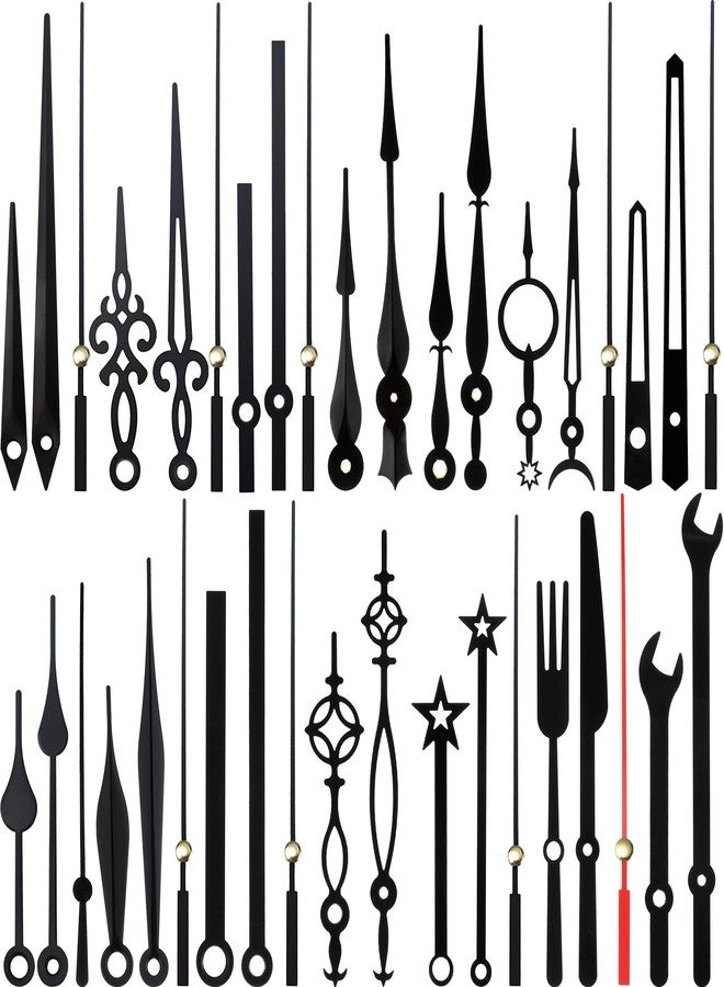 مادر مجموعة Mudder المكونة من 14 شكلاً من عقارب الساعة السوداء فقط، وهي عبارة عن حركات ساعات وآليات ساعات، عقارب ثابتة لا تصدر صوت تكتكة، طقم استبدال عقارب الساعة مصنوع من الألومنيوم، قطع غيار ساعات يمكنك تركيبها بنفسك لإصلاح الساعات، 14 نوعًا من الأحجام، أسود - Image 1