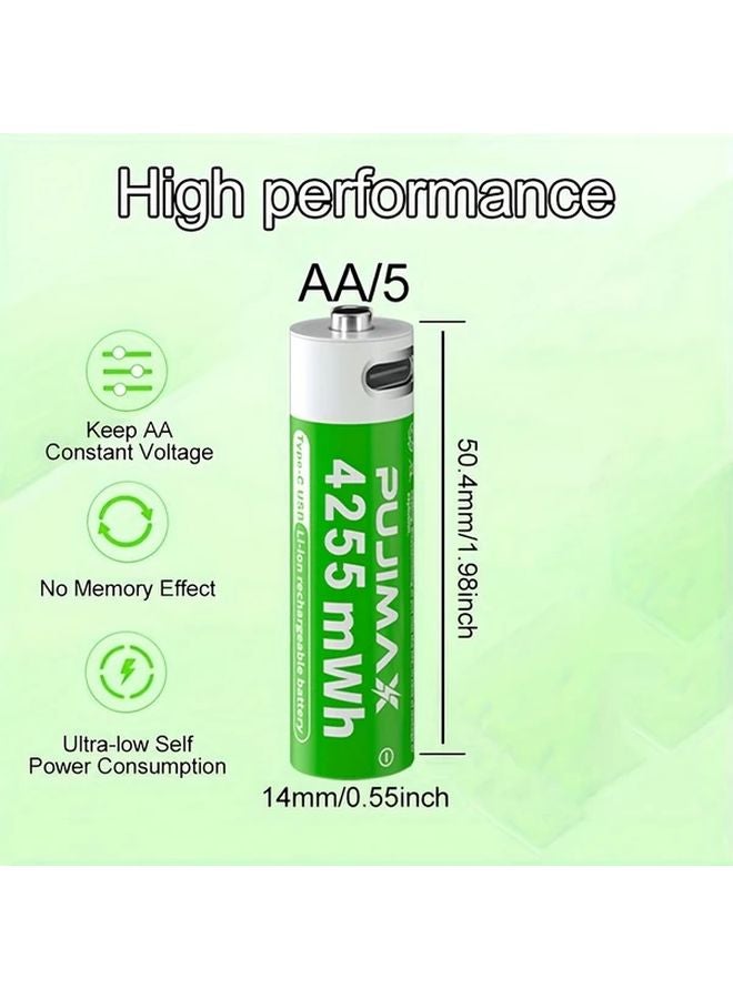 PUJIMAX AA 1.5V 4255mWh Rechargeable Lithium Ion Battery Fast USB C Charging 12PCS - Image 4