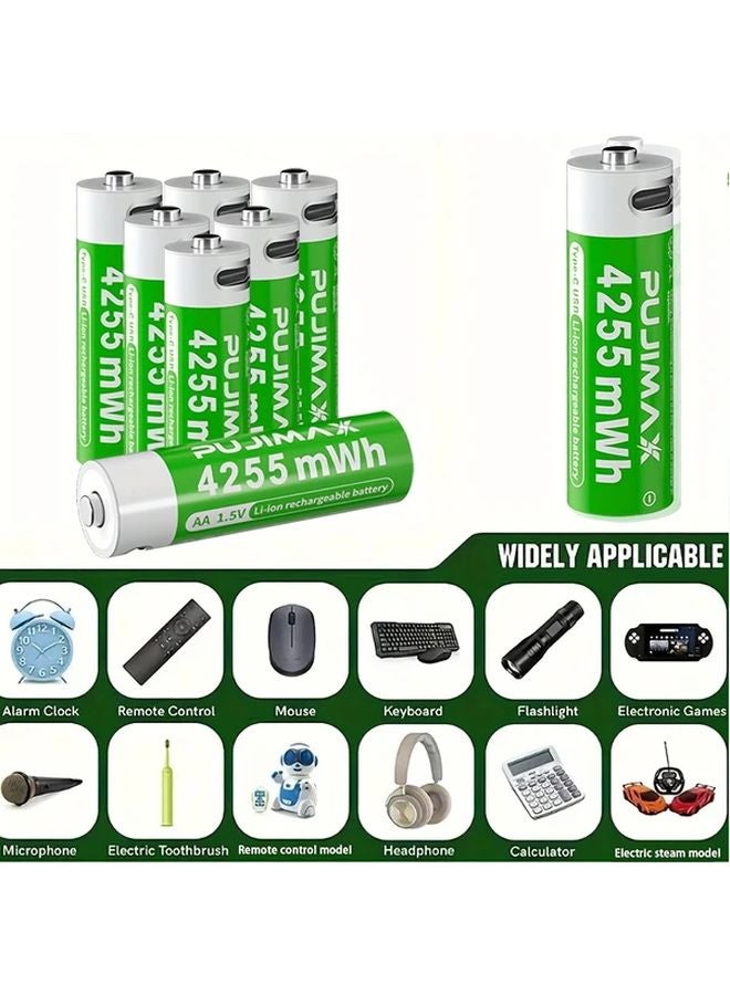 PUJIMAX AA 1.5V 4255mWh Rechargeable Lithium Ion Battery Fast USB C Charging 12PCS - Image 2