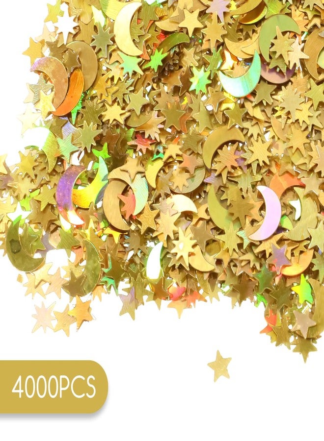 Yuomeaz 4000 PCS Gold Star Confetti, Glitter Foil Confetti, Sprinkles Moon and Stars for Table, Star Sequins for Wedding Party Birthday Festival Decorations (45g) - Image 4