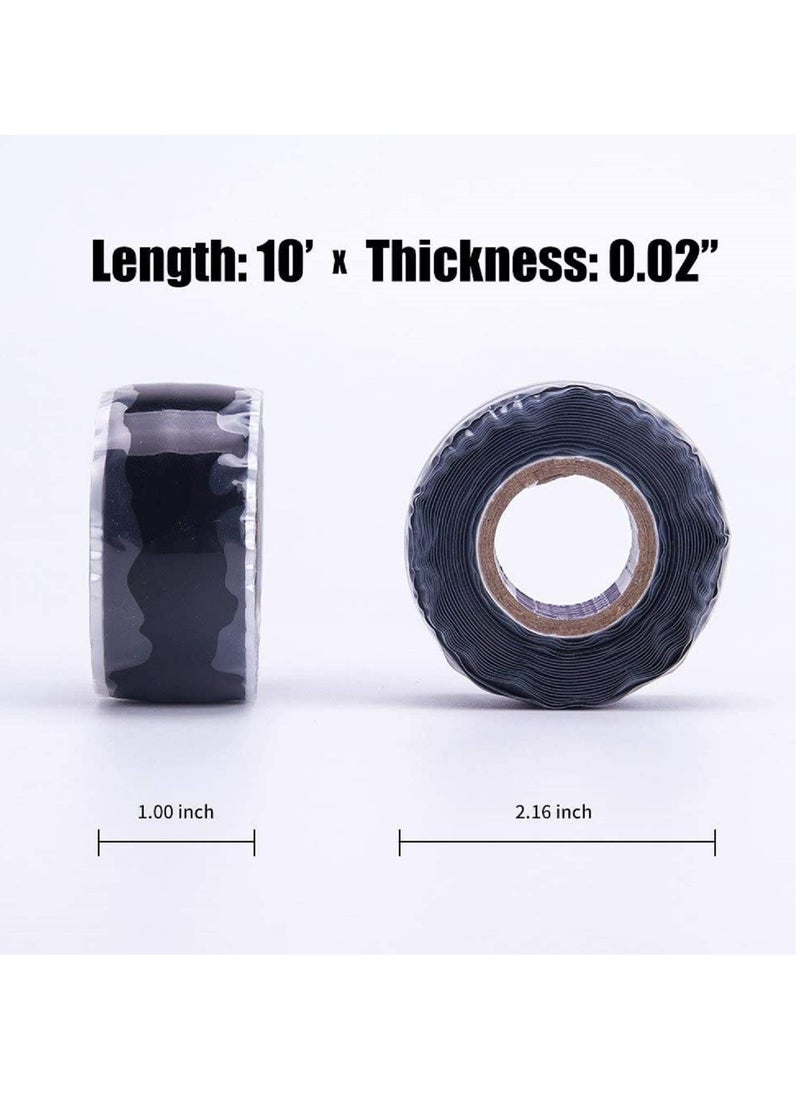 Generic - 1inx10' Black Self-Fusing Silicone, Hose Repair Tape, Heavy Duty and Leak Proof Rubber Hose Tape, Pipe for Water, (0.5mm in Thickness) - Image 1