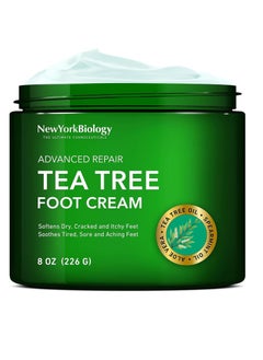 NEW YORK BIOLOGY THE ULTIMATE COSMECEUTICALS New York Biology Tea Tree Oil Foot Cream for Dry Cracked Feet, Athletes Foot, Nail Fungus, Jock Itch, Ringworm, Cracked Heels and Itchy Skin - Foot Cream - 8 oz  - Image 1