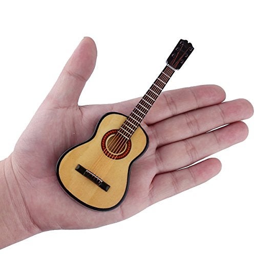 Dselvgvu Wooden Miniature Guitar with Stand and Case Mini Musical Instrument Guitar Replica Collectible Figurines Dollhouse Accessories Model Home Decoration Display Ornament 591x217x074 - Image 5