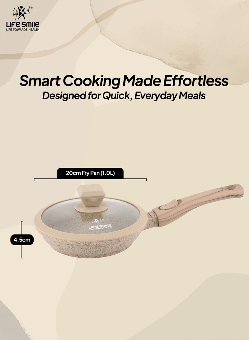 Life Smile 20cm Granite Nonstick Fry Pan with Lid (1.0L) – Induction Base, Removable Handle, Easy Clean & Scratch Resistant - Image 5