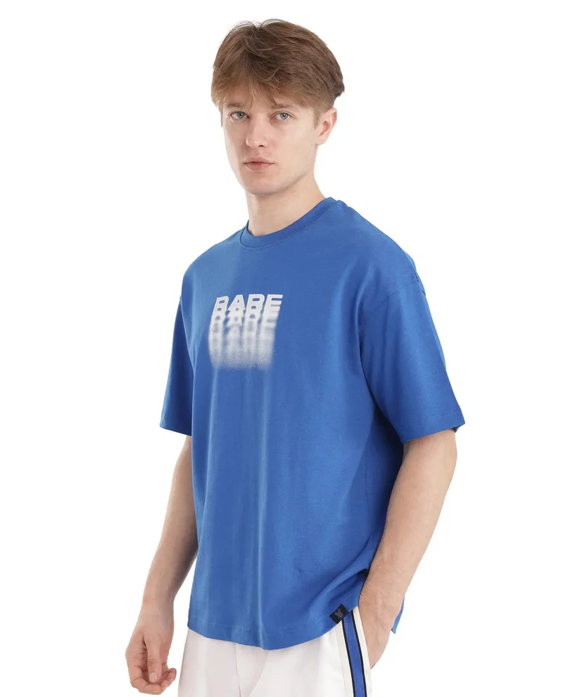 Rare Rabbit Men's Typography Print Oversized Fit T-Shirt