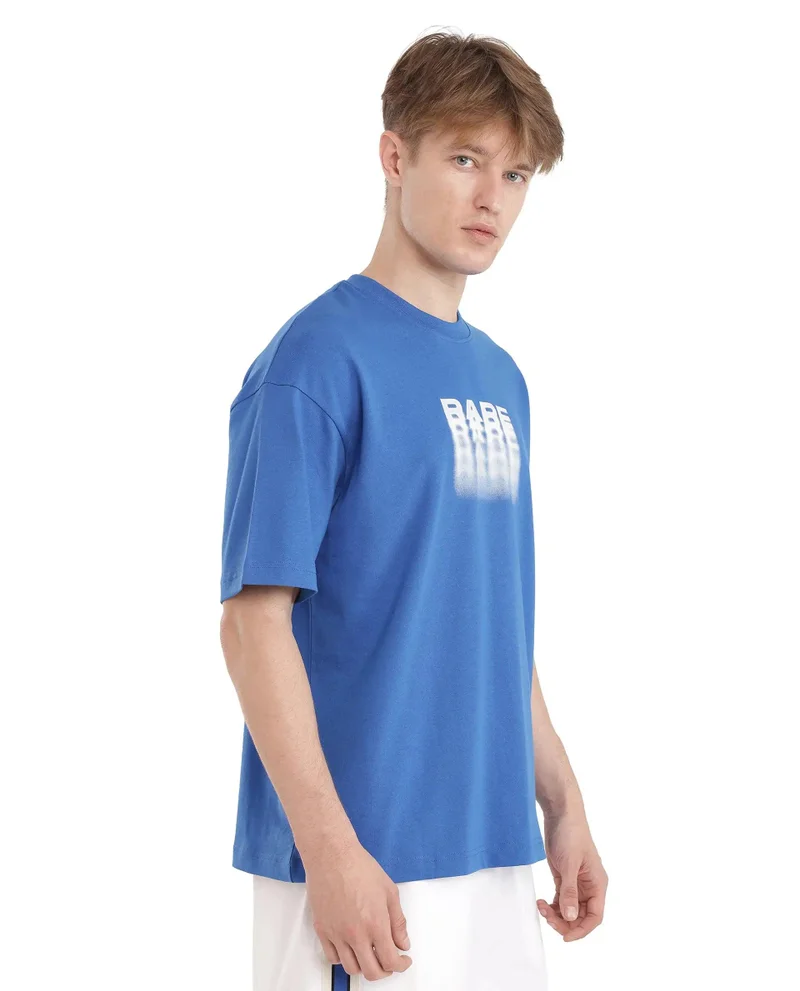 Rare Rabbit Men's Typography Print Oversized Fit T-Shirt