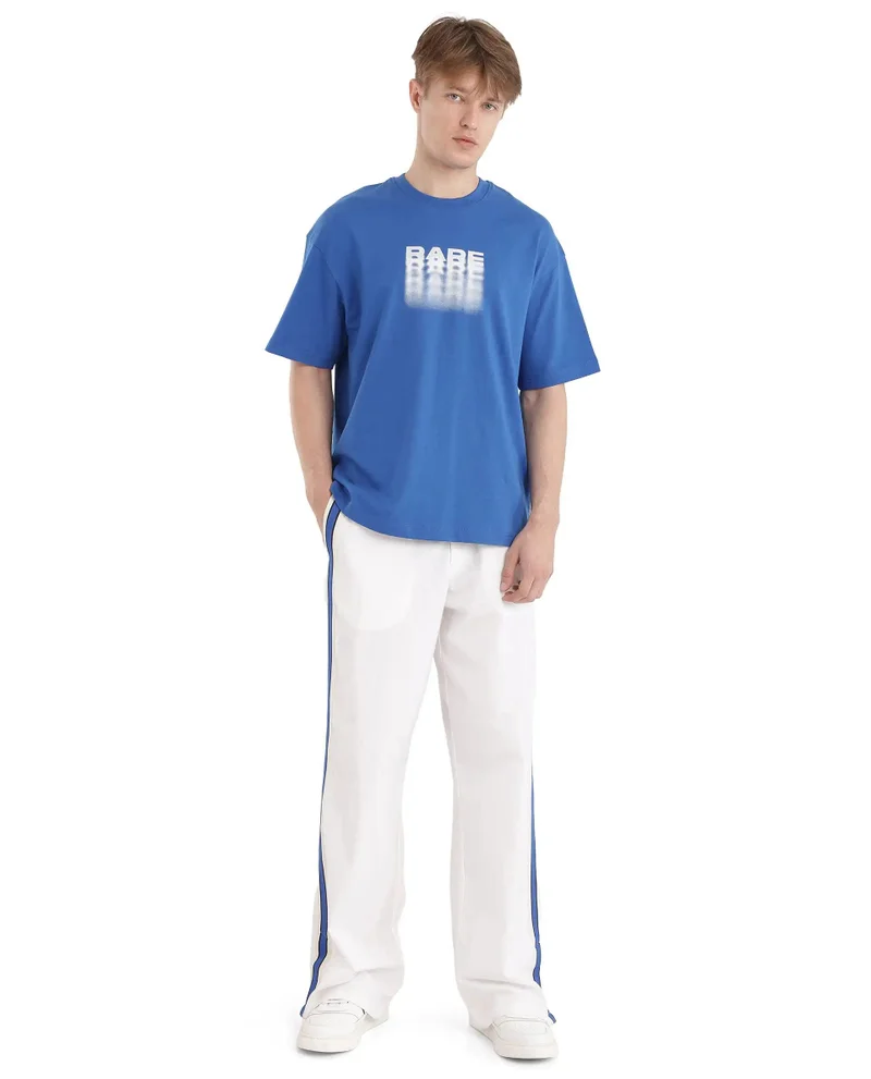 Rare Rabbit Men's Typography Print Oversized Fit T-Shirt