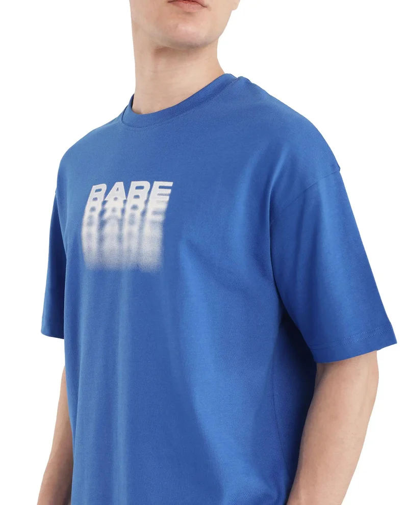 Rare Rabbit Men's Typography Print Oversized Fit T-Shirt