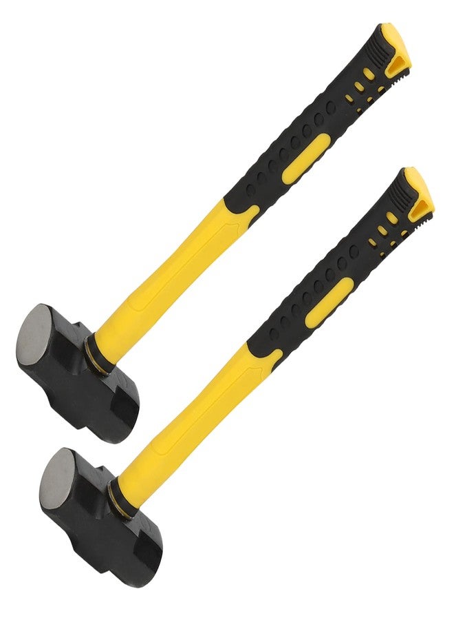 MANCHAP 2 PCS 14 Inch 3lbs Sledge Hammer with Fiberglass Handle, Drilling Crack Hammer, Club Hammer Tool for Demolition, Construction, Renovation, Yellow - Image 1