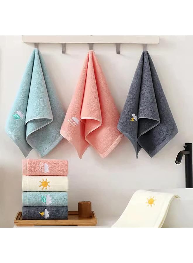 The Bros Hand Towels for Bathroom Set 4 Piece, 100% Cotton Bath Hand Towel, Face Towel Soft Highly Absorbent Towels for Adults and Children for Bathroom Kitchen, 14x29 Inch (Pink White Blue Gray) - Image 1