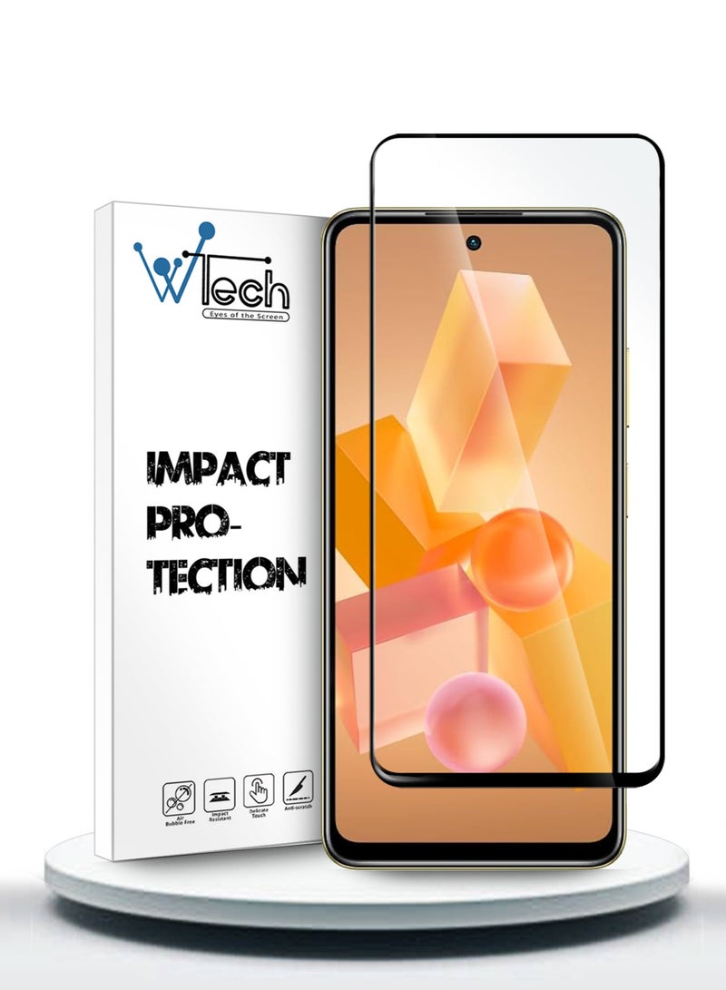 Wtech Infinix Hot 40i / Infinix Smart 8 4G 2023 Premium E2E Full Glue Full Cover Tempered Glass Screen Protector (MSGECN) - Clear/Black - Image 1