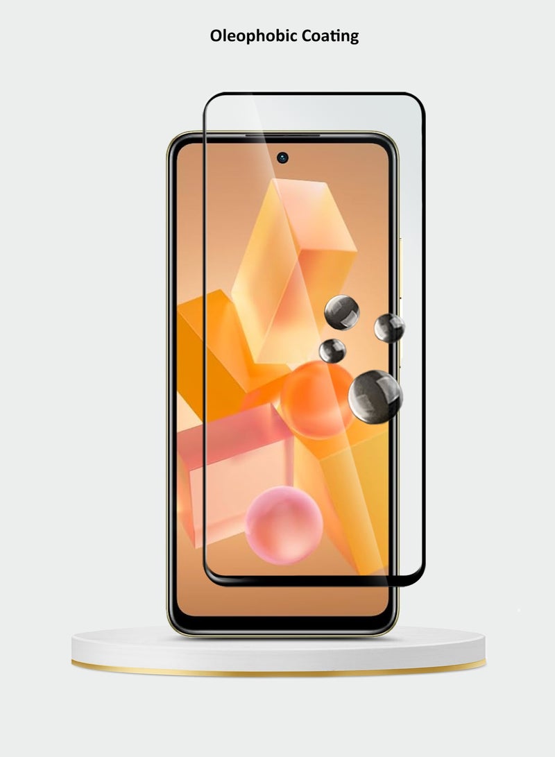 Wtech Infinix Hot 40i / Infinix Smart 8 4G 2023 Premium E2E Full Glue Full Cover Tempered Glass Screen Protector (MSGECN) - Clear/Black - Image 3