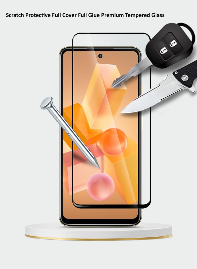 Wtech Infinix Hot 40i / Infinix Smart 8 4G 2023 Premium E2E Full Glue Full Cover Tempered Glass Screen Protector (MSGECN) - Clear/Black - Image 4