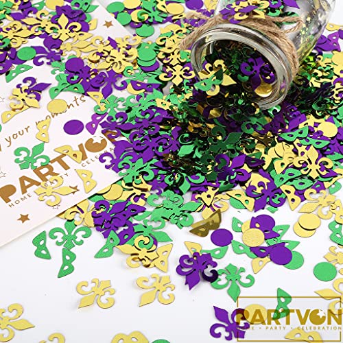 PARTVON Mardi Gras Decoration Confetti | Masquerade Fleur De Lis Party Supplies Centerpiece | New Orleans Carnival Theme Sequins Table Decor Sprinkles - Image 3