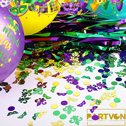 PARTVON Mardi Gras Decoration Confetti | Masquerade Fleur De Lis Party Supplies Centerpiece | New Orleans Carnival Theme Sequins Table Decor Sprinkles - Image 5