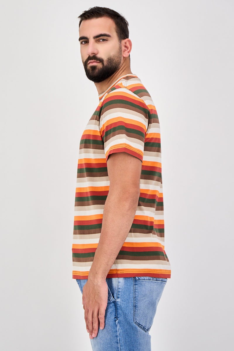 Celio Men Crew Neck Short Sleeve Stripe T-Shirt, Multicolor - Image 2