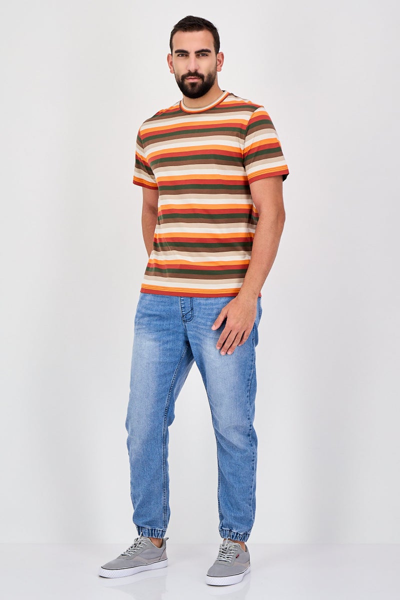 Celio Men Crew Neck Short Sleeve Stripe T-Shirt, Multicolor - Image 4