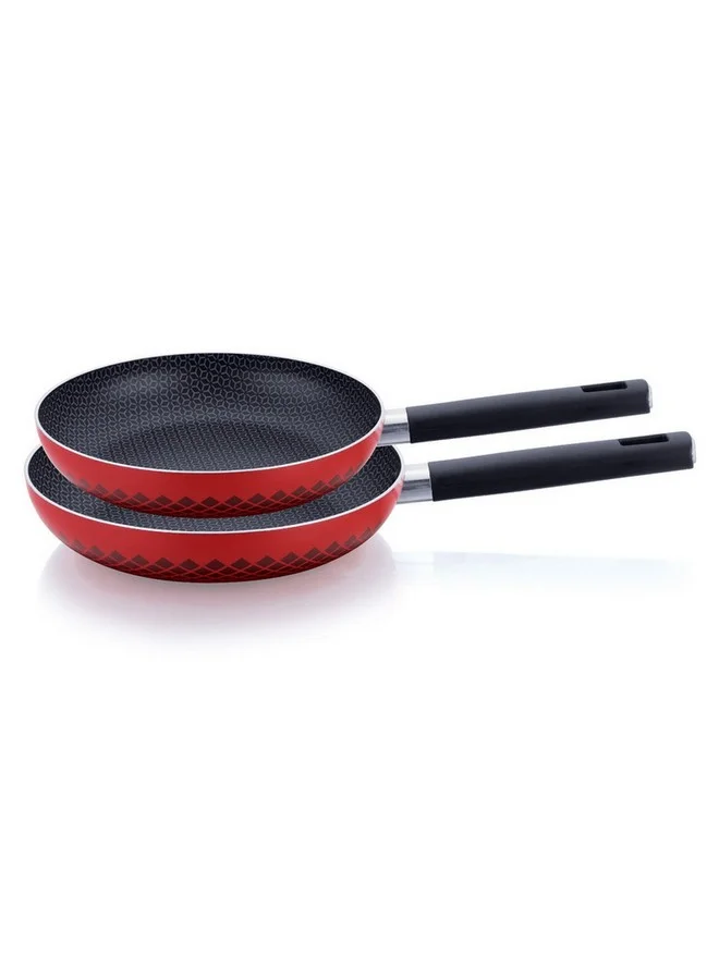PARFAIT 2-Piece High Quality Frying Pan Set Red and Black 5.5 x 22 x 22 cm FPNN02B