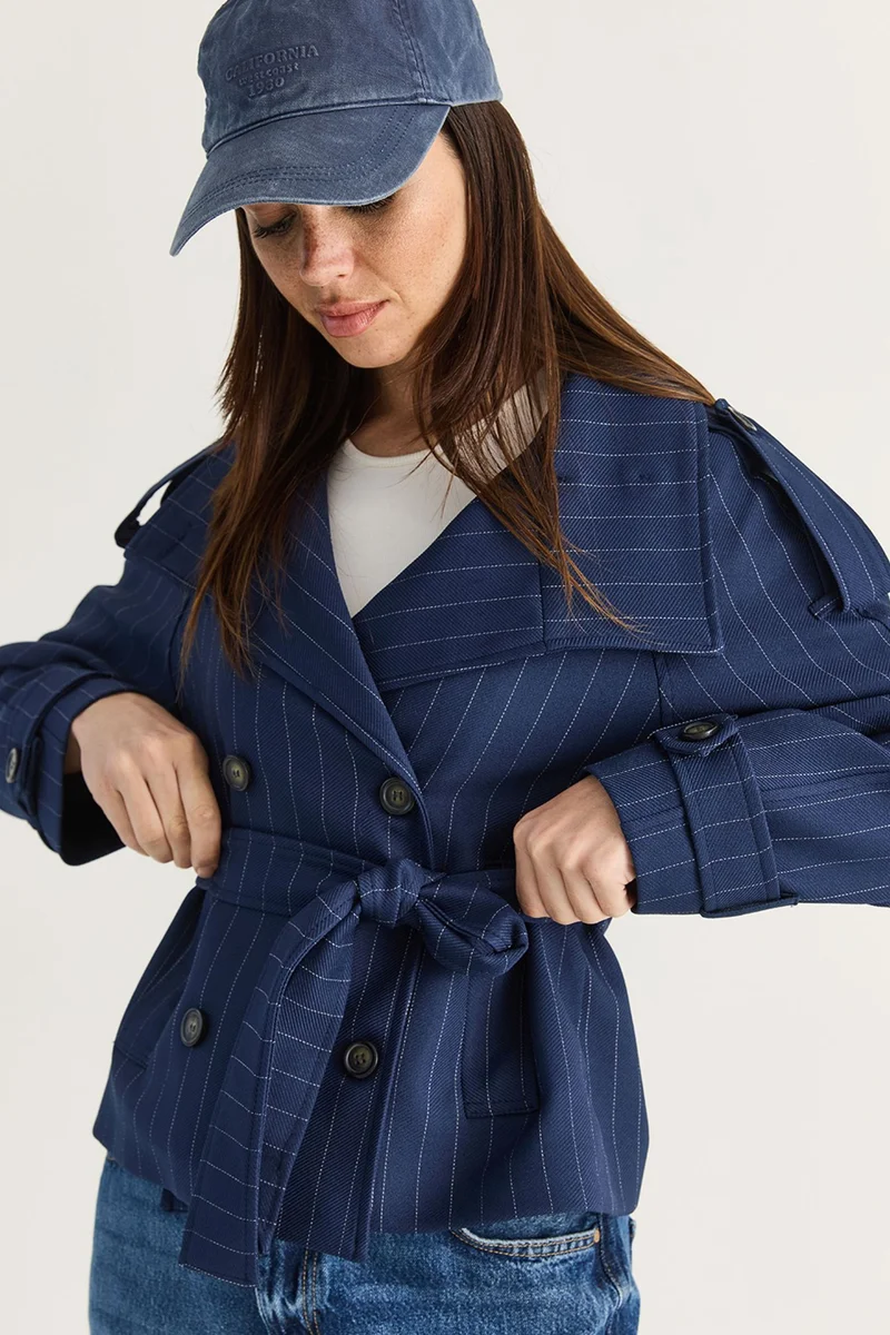 Bianco Lucci Navy Blue LUCCI Women's Trench Coat for Women | Best Price UAE