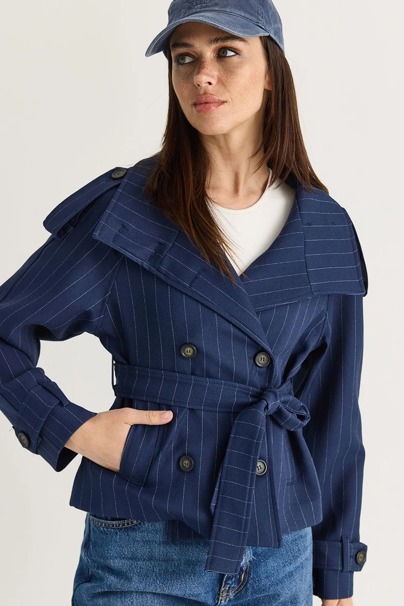 Bianco Lucci Navy Blue LUCCI Women's Trench Coat for Women | Best Price UAE