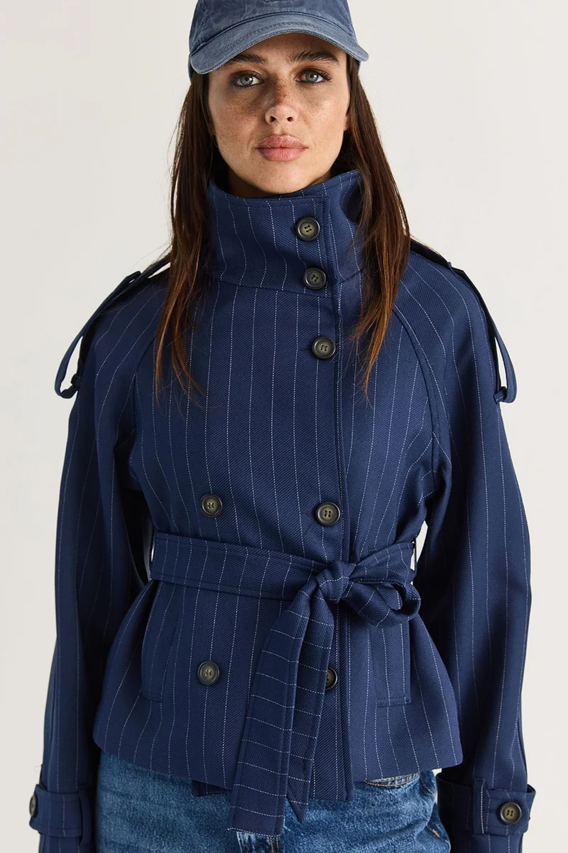 Bianco Lucci Navy Blue LUCCI Women's Trench Coat for Women | Best Price UAE