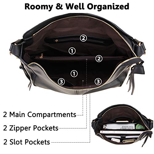 VX VONXURY Hobo Bags for Women,VONXURY Faux Leather Tote Purse Ladies Handbag Large Shoulder Bags with Side Pockets for Work Travel,Black - Image 5