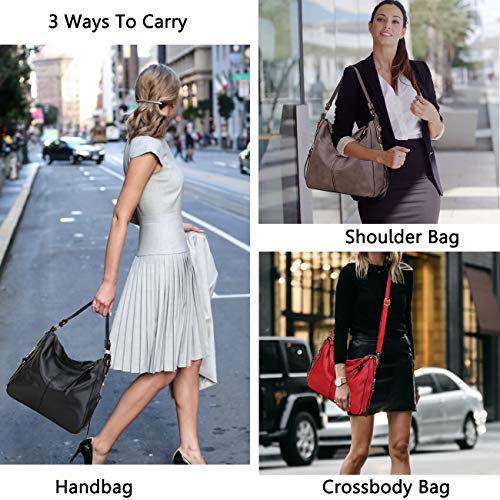 VX VONXURY Hobo Bags for Women,VONXURY Faux Leather Tote Purse Ladies Handbag Large Shoulder Bags with Side Pockets for Work Travel,Black - Image 2