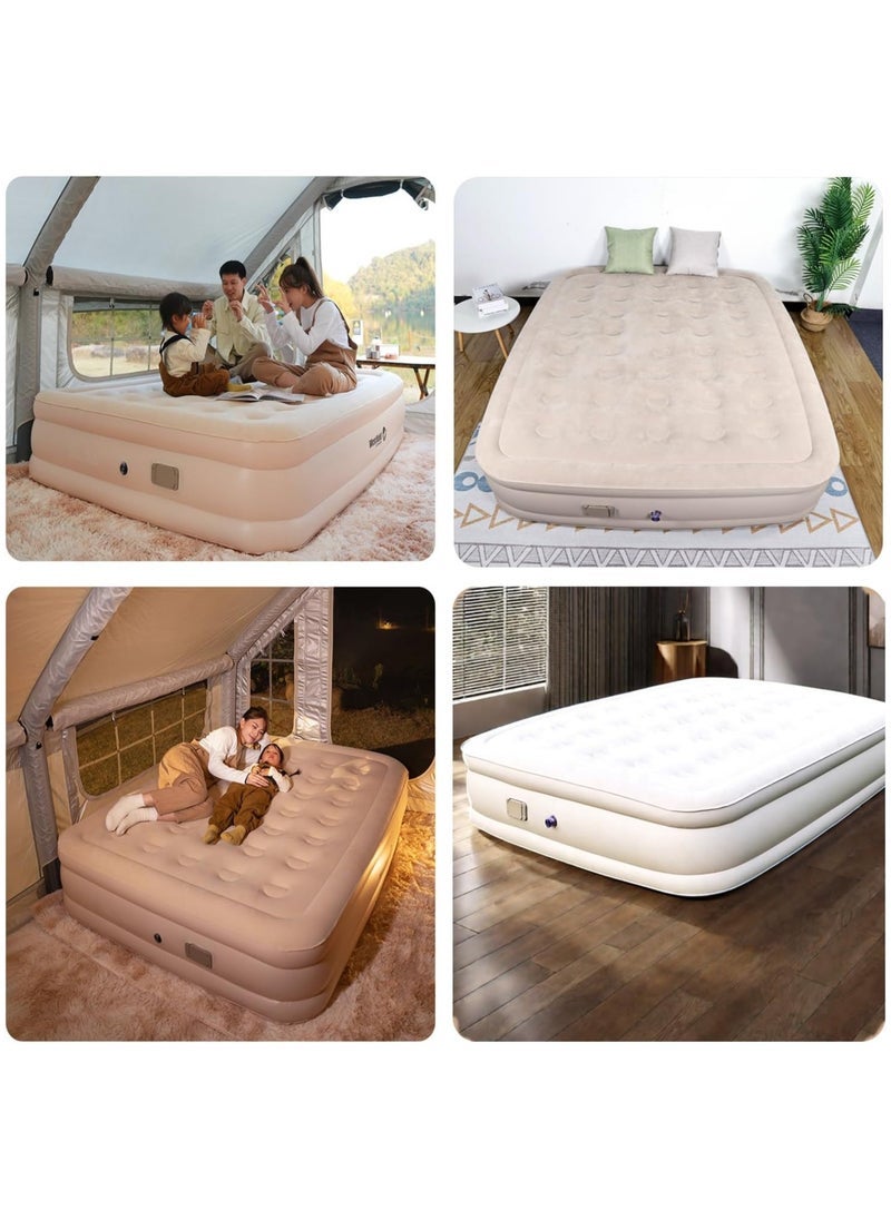 JAJEEK Air Mattress Queen with Built-in Pump – Inflatable Camping & Guest Mattress | Soft Flocked Top Blow-Up Bed | Durable, Foldable, and Comfortable | 80x60x18 Inches | Quick 1–3 Min Inflation - Image 5