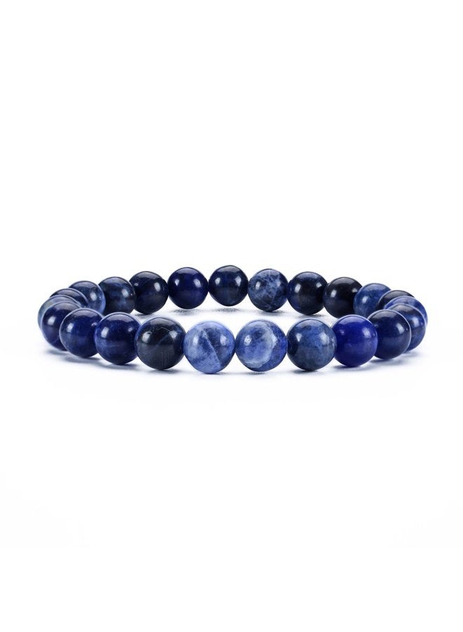 Cherry Tree Collection Small, Medium, Large Sizes - Gemstone Beaded Bracelets For Women and Men - 8mm Round Beads (Sodalite - Medium) - Image 1