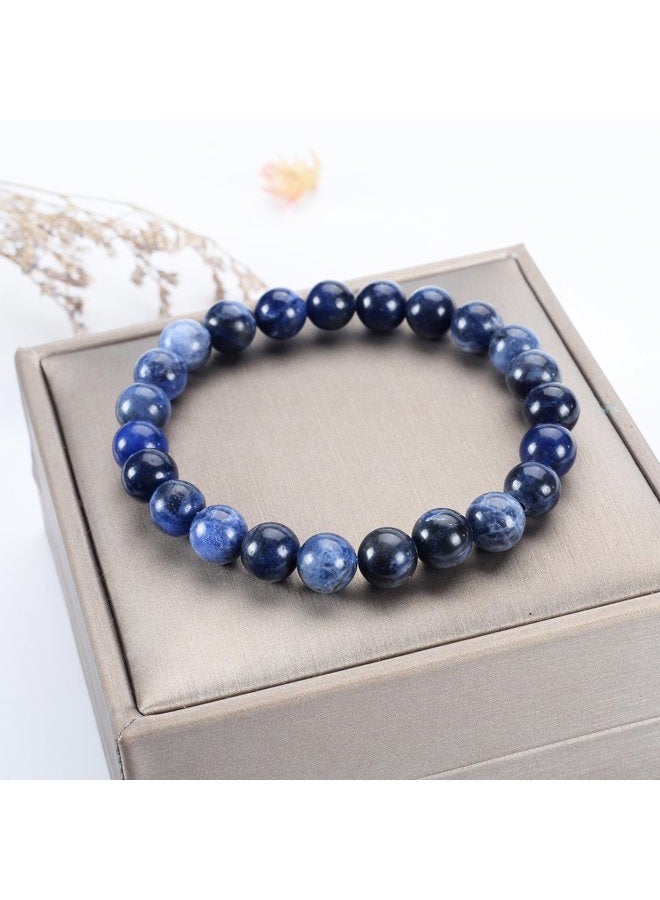 Cherry Tree Collection Small, Medium, Large Sizes - Gemstone Beaded Bracelets For Women and Men - 8mm Round Beads (Sodalite - Medium) - Image 2