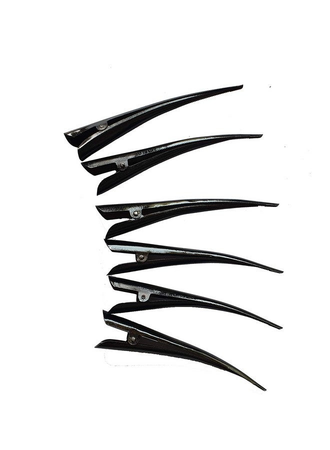 Skab® Ponytail Holders Long Banana Metal Clips Thick Curved Glossy For Women/Girls Hairstyles, Black Glossy Finish Self Lock Hair Clutchers (Black, Set Of 3) - Image 1