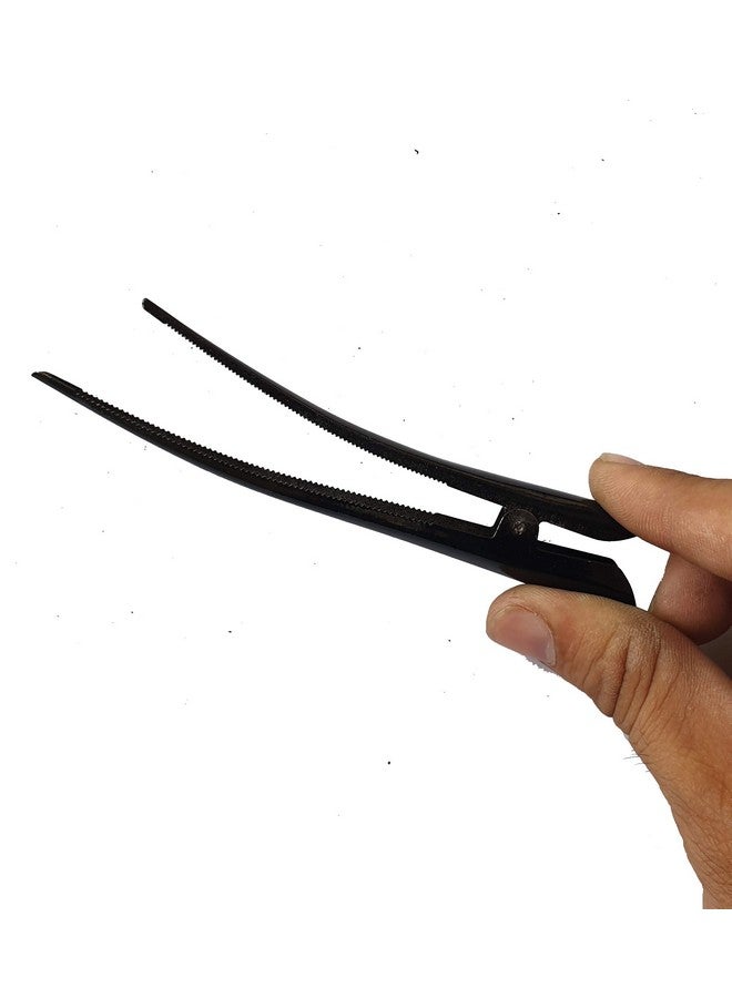 Skab® Ponytail Holders Long Banana Metal Clips Thick Curved Glossy For Women/Girls Hairstyles, Black Glossy Finish Self Lock Hair Clutchers (Black, Set Of 3) - Image 3