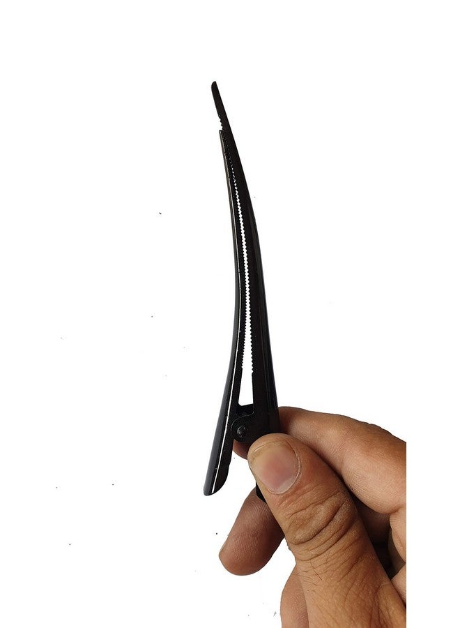 Skab® Ponytail Holders Long Banana Metal Clips Thick Curved Glossy For Women/Girls Hairstyles, Black Glossy Finish Self Lock Hair Clutchers (Black, Set Of 3) - Image 4