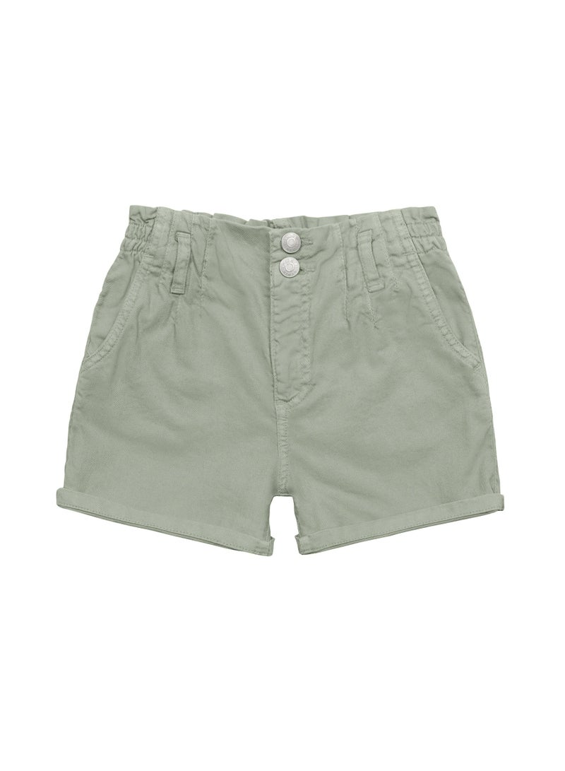 MINOTI Teen Girls Twill Shorts with Elastic Waist and Button Detail - Image 1