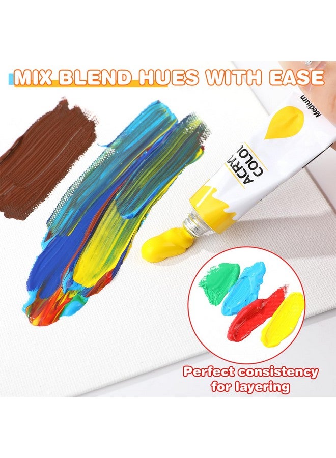 ESRICH 2 Pack Acrylic Paint Set 12 Colors,20 Paint Brushes,24 Paints for Adults,Kids,Beginner,Professional Artists,Non-Toxic Craft Paint kit for Paper,Canvas,Rock,Wood,Ceramic,Fabric Vibran - Image 5