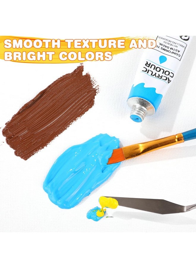 ESRICH 2 Pack Acrylic Paint Set 12 Colors,20 Paint Brushes,24 Paints for Adults,Kids,Beginner,Professional Artists,Non-Toxic Craft Paint kit for Paper,Canvas,Rock,Wood,Ceramic,Fabric Vibran - Image 3