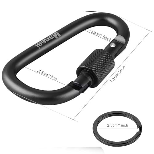 Manesi 6 Pack Aluminum D Ring Key Rings Hiking Clips Locking Carabiner for Hiking Camping Fishing and Outdoor Use，Clips with Screw Gate Multicolored (6 Color) - Image 2