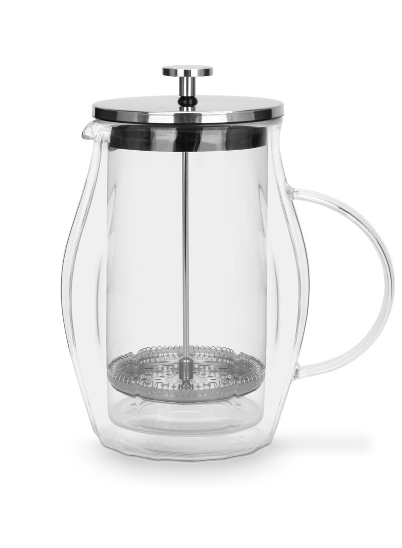 Fissman صانعة قهوة فرنسية 600 مل زجاج بوروسيليكات مزدوج الجدار لعشاق الشاي فلتر من الفولاذ المقاوم للصدأ، متينة ومقاومة للحرارة، تطلق رائحة مثالية للاستمتاع باليوم - Image 2