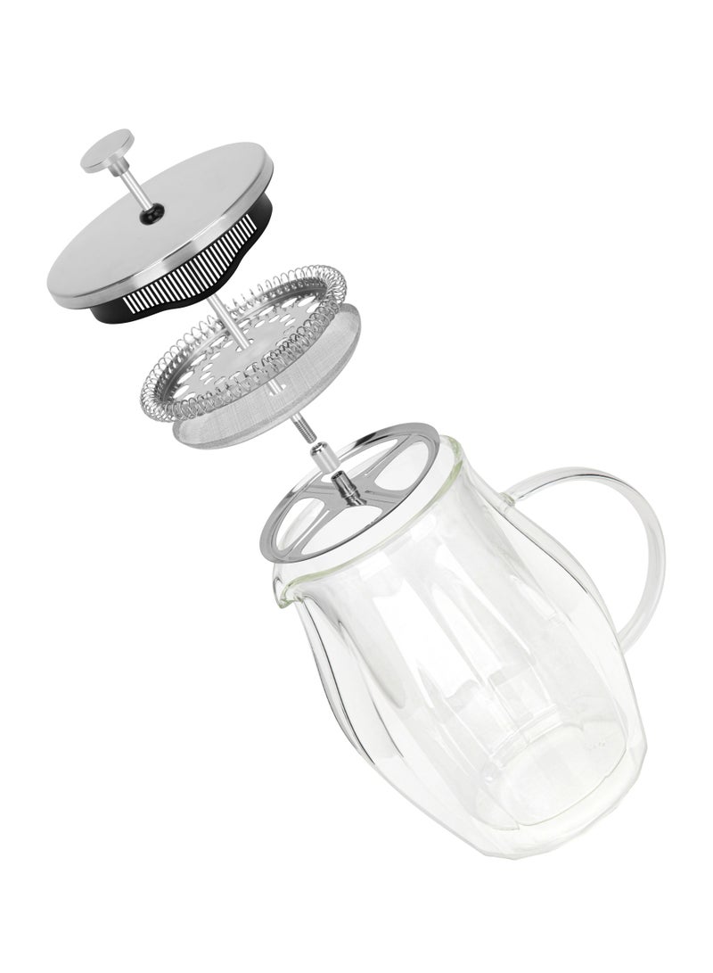 Fissman صانعة قهوة فرنسية 600 مل زجاج بوروسيليكات مزدوج الجدار لعشاق الشاي فلتر من الفولاذ المقاوم للصدأ، متينة ومقاومة للحرارة، تطلق رائحة مثالية للاستمتاع باليوم - Image 3