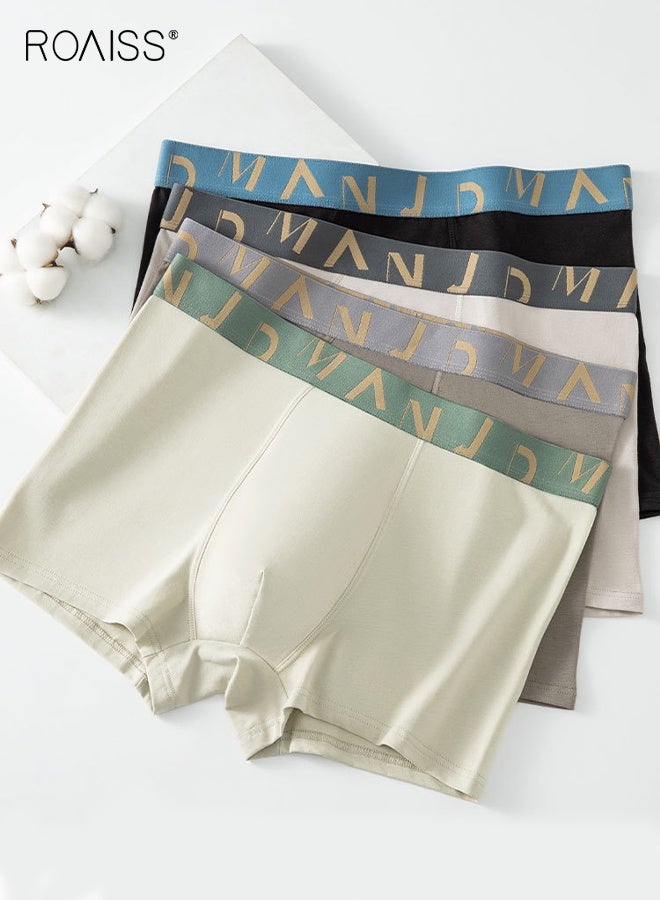 roaiss 4 PCS Antibacterial Boxer Shorts Men Cotton Mens Underwear Shorts  Breathable  Non-marking Boxer Briefs Comfortable Skin-Friendly Not Stuffy - Image 1