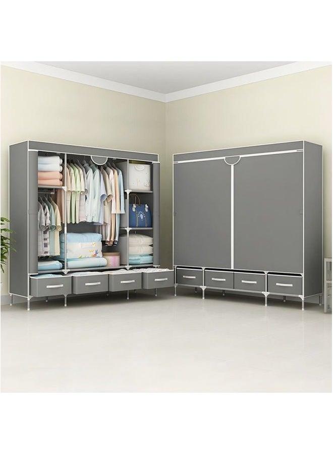 HOMESTAR Foldable fabric wardrobe and luggage organizer with hanging rods, 4 storage drawers a clothes rack for storing bags, toys shoes  - Image 5