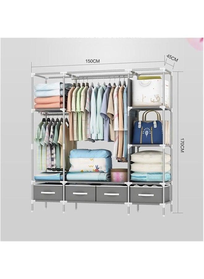 HOMESTAR Foldable fabric wardrobe and luggage organizer with hanging rods, 4 storage drawers a clothes rack for storing bags, toys shoes  - Image 2