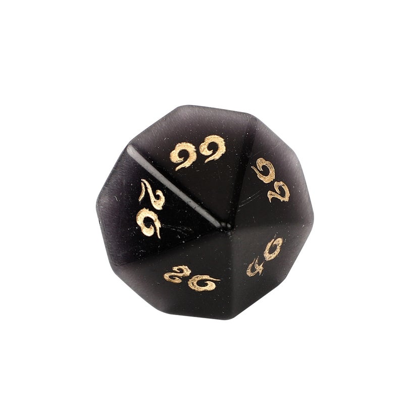 Synthetic Black Cat'S Eye Stone Polyhedral Dice Set With Engraved Numbers Dungeons & Dragons 7-Piece Dice Set Z02 - Image 3