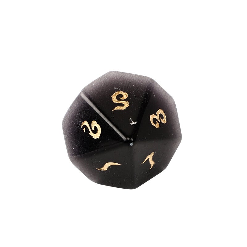 Synthetic Black Cat'S Eye Stone Polyhedral Dice Set With Engraved Numbers Dungeons & Dragons 7-Piece Dice Set Z02 - Image 1