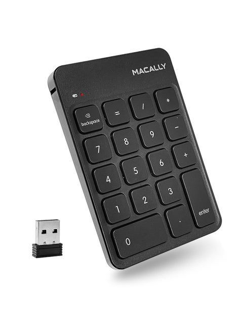 Macally Wireless Number Pad | Numeric Keypad | Wireless 10 Key for Laptop PC Computer Notebook Surface Chrome (2.4G USB) Perfect for Data Entry Numpad Number Keyboard